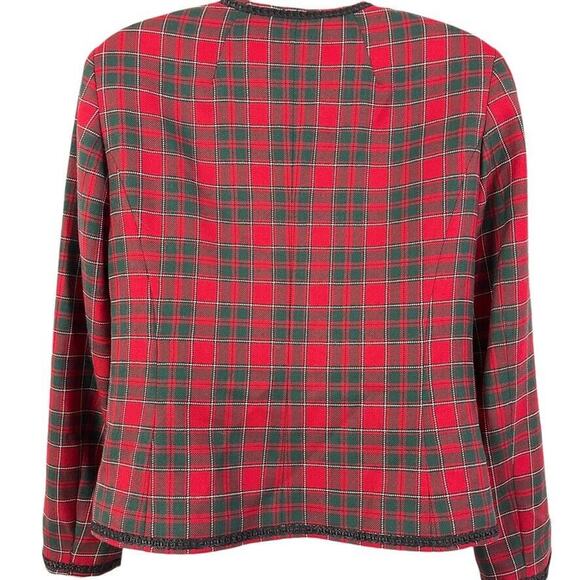 Pendleton Women Red Green Plaid 100% Virgin Wool Suit Jacket Blazer Old Money 8 - Picture 13 of 16